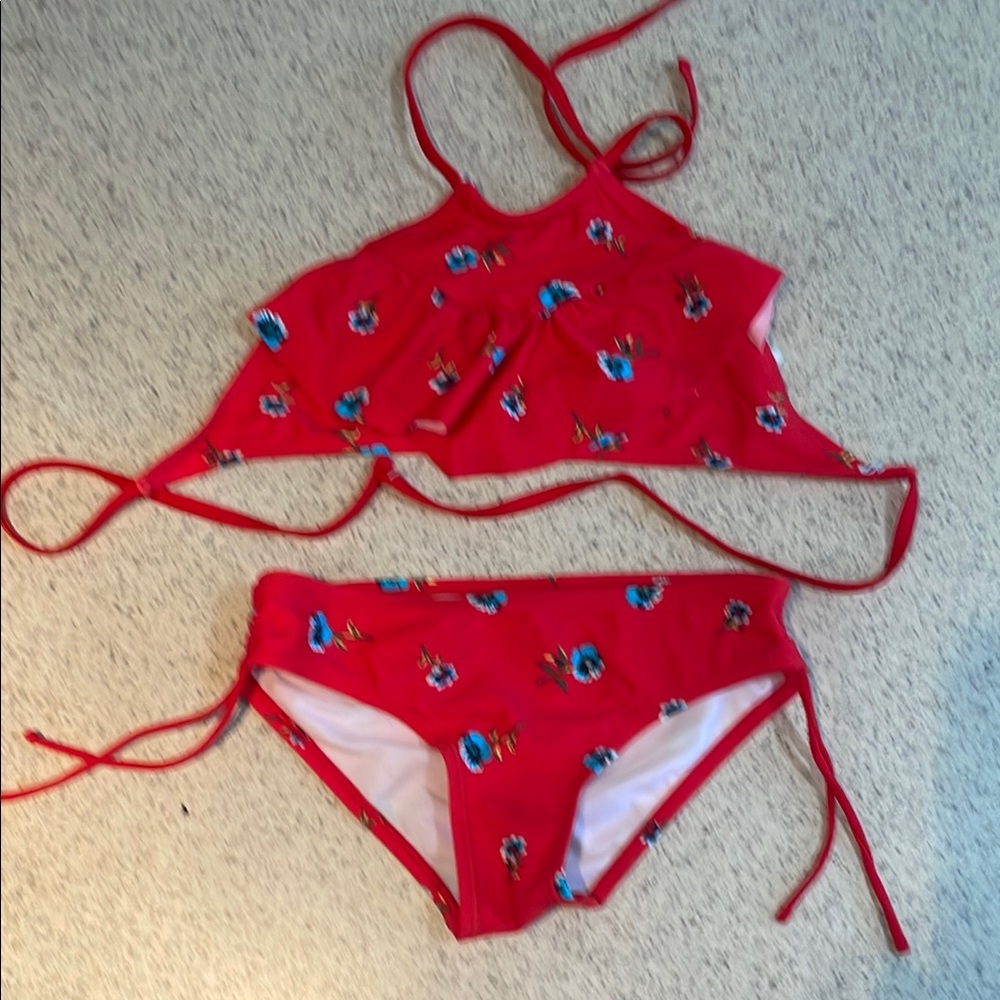 Red Floral Bikini Set